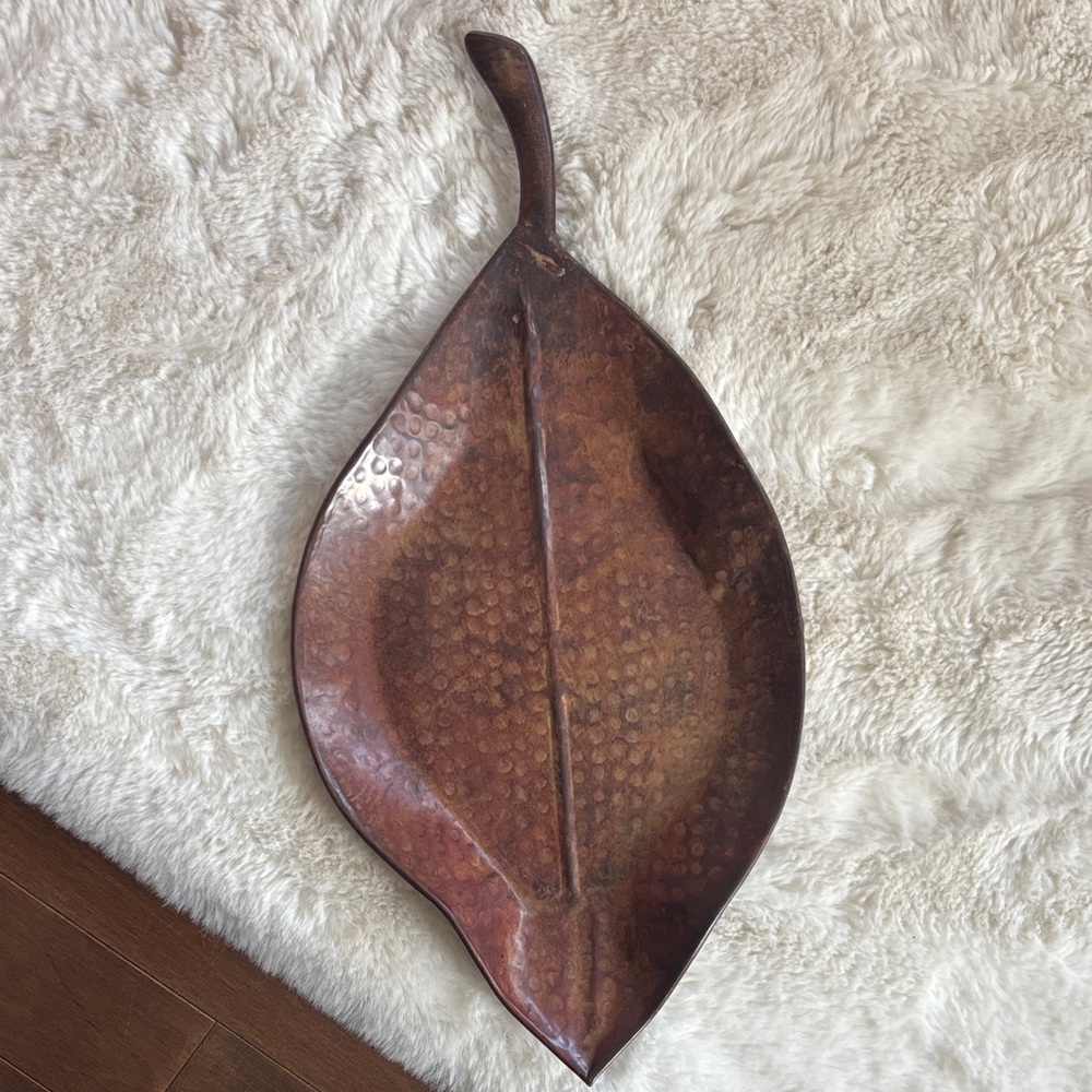 Hammered Copper Leaf Tray